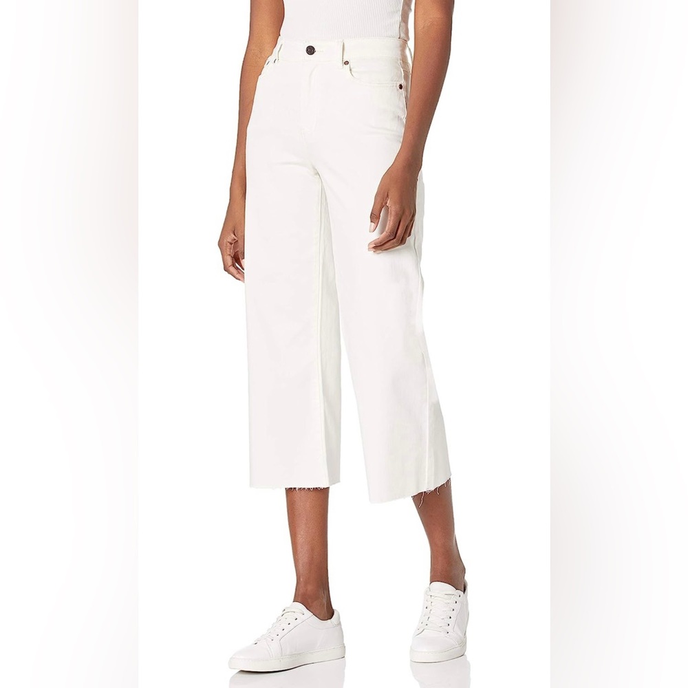 Buffalo David Bitton High Rise Wide Leg Crop Jeans in Castle White